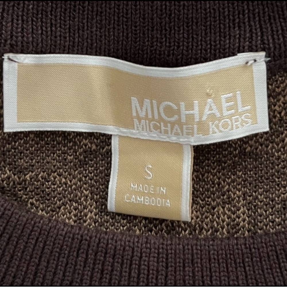 MICHAEL KORS chocolate and tan sweater, size Small. New, never been worn. - Picture 4 of 5